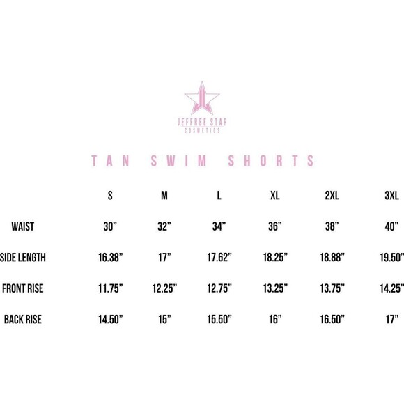 New Jeffree Star Cosmetics Swim Shorts Tan JSC Logo Unisex - Picture 3 of 5